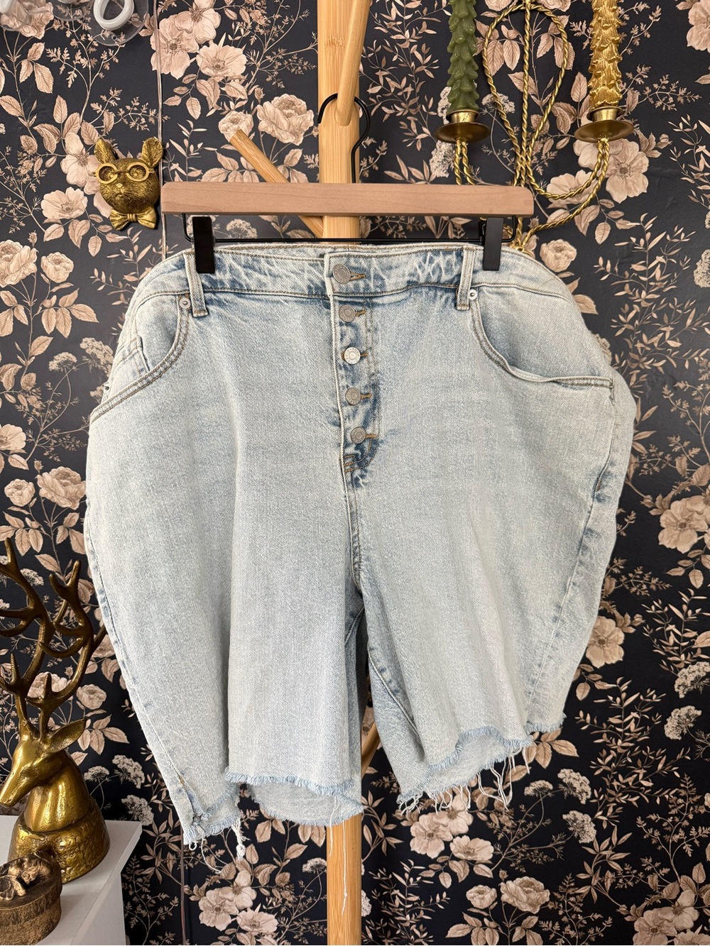 torrid Light Blue Boyfriend Denim Shorts with Button-Fly